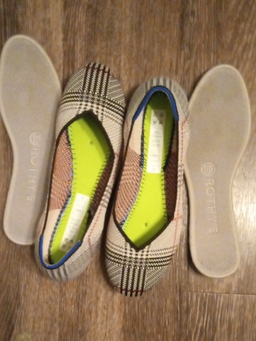 Rothy's Beige and Glen Plaid Knit Ballet Flats - Picture 7 of 9